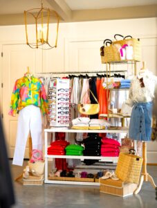 A clothing and accessory display at the Cotten Exchange.